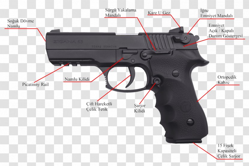 TİSAŞ Zigana Firearm 9×19mm Parabellum Semi-automatic Pistol - Weapon Transparent PNG