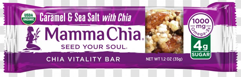 Chia Caramel Chocolate Bar Snack - Salt - Mamma Llc Transparent PNG