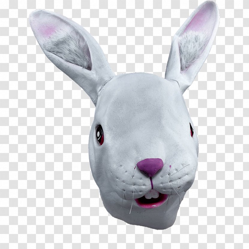 White Rabbit Costume Party Latex Mask - Bunny Transparent PNG