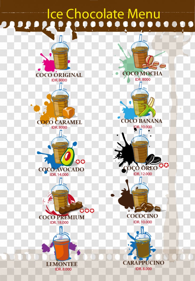 Juice Coffee Drink Hot Chocolate Menu - Party Supply Transparent PNG