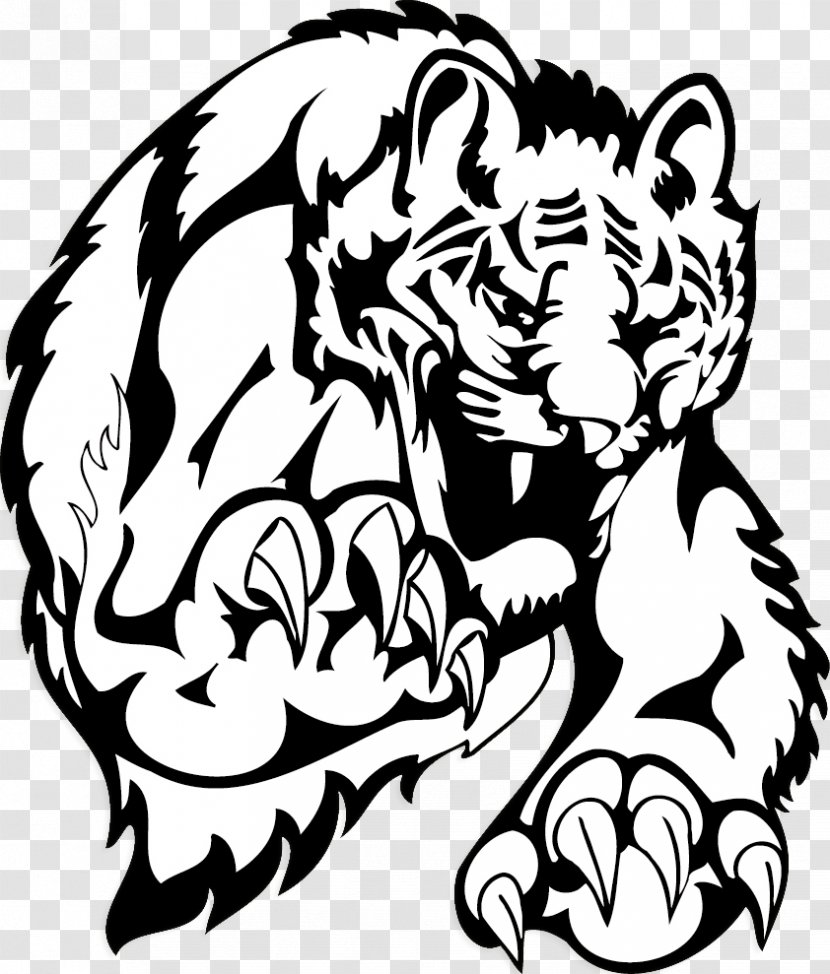 Tiger Leopard Black And White Cartoon - Tree - Painted Lion Pictures Transparent PNG