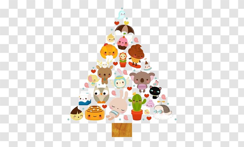 Kawaii Christmas Tree Art Illustration - Fan - Triangle Transparent PNG