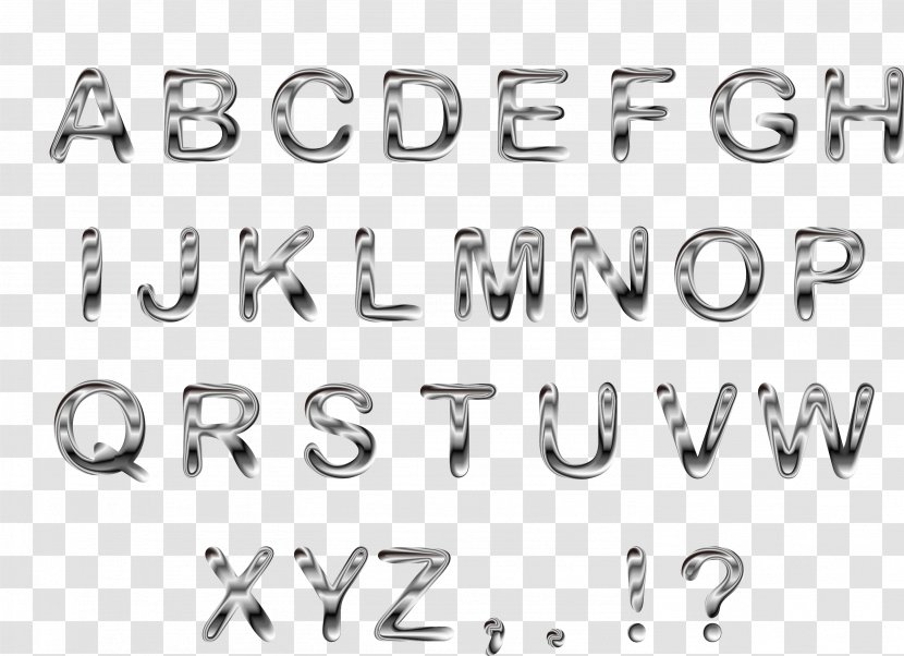 Typeface Metal Letter Font - Technology - Silver Metallic Fonts Vector Letters Transparent PNG