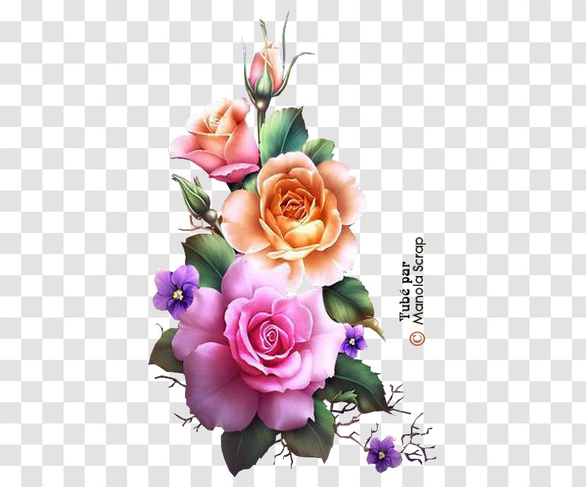 Flower Rose Painting Floral Design - Decoupage - Vintage Transparent PNG