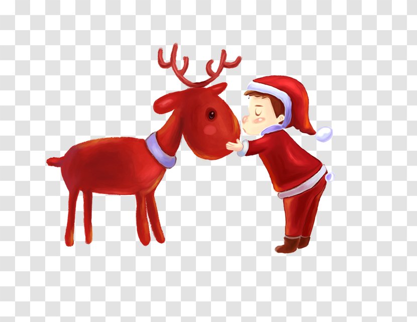 Christmas Day Santa Claus Image Illustration - Poster - Reindeer Red Transparent PNG