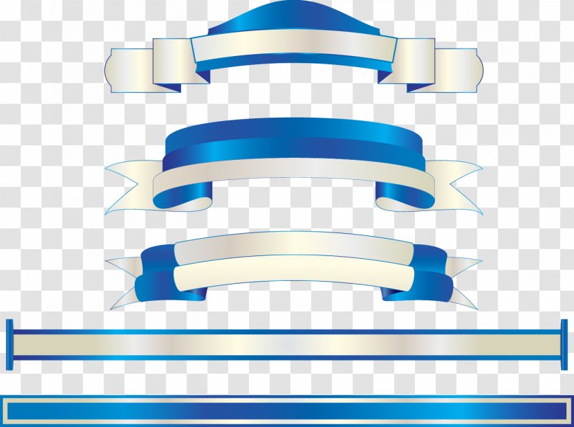 Blue Ribbon - Technology - Vector Hand-painted Satin Label Transparent PNG