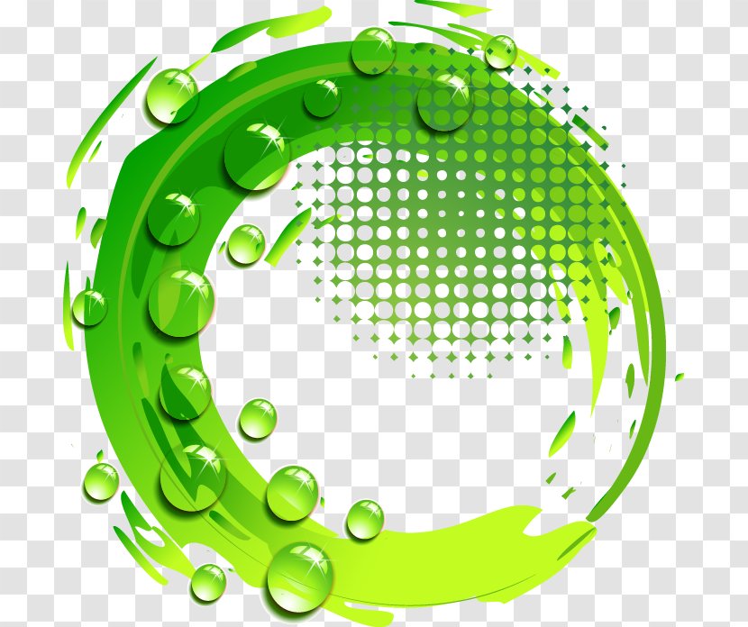 Fruit Icon - Symbol - Dark Green Circle Painted Water Droplets Transparent PNG