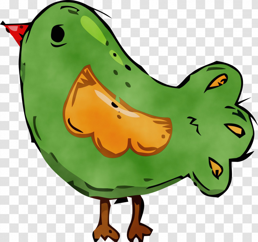 Chicken Landfowl Amphibians Cartoon Green Transparent PNG