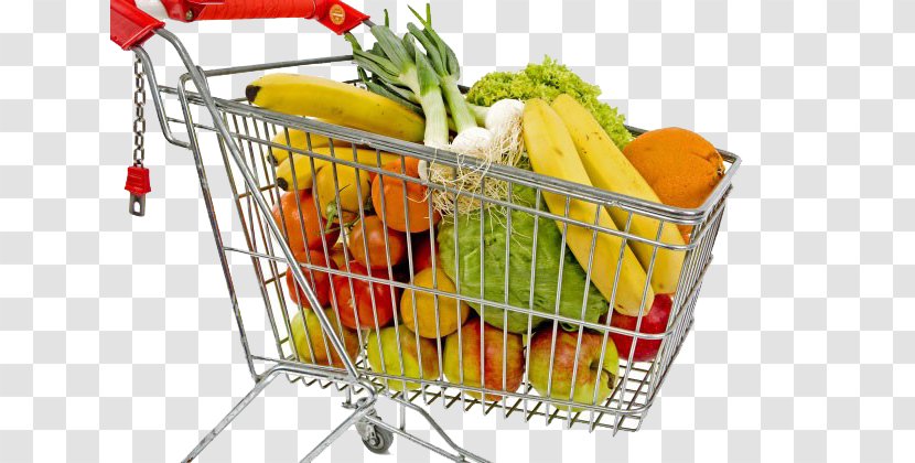 Shopping Cart Fruit Supermarket Centre - Food - Filled With Fruits And Vegetables Transparent PNG