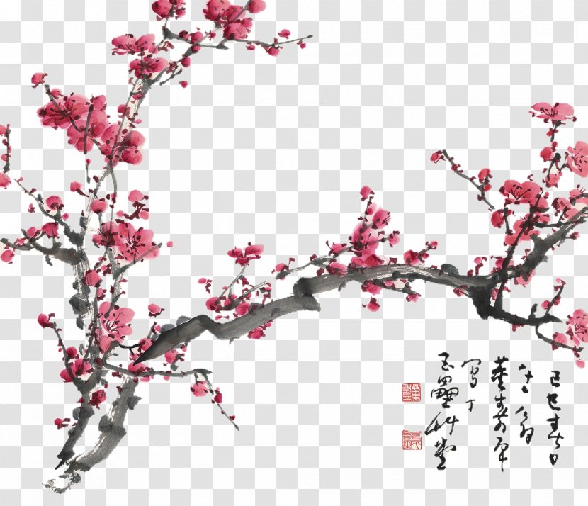Plum Blossom Chinese Painting Cherry Drawing - Art Transparent PNG