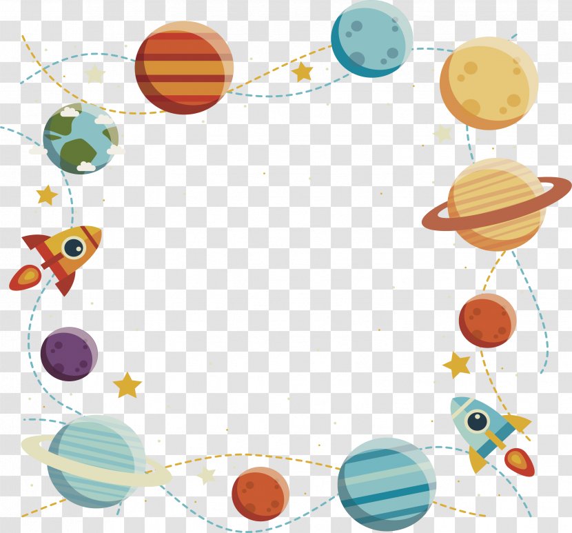 Yellow Planet Rocket Download Outer Space - Resource - Decoration Box Transparent PNG