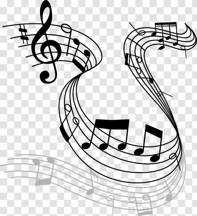 Musical Note Drawing Royalty-free Clef - Silhouette - Black And White Liner Notes Transparent FIG. Transparent PNG