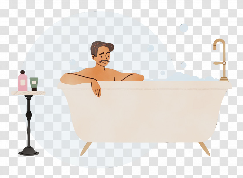 Furniture Bathtub Sitting Angle Cartoon Transparent PNG