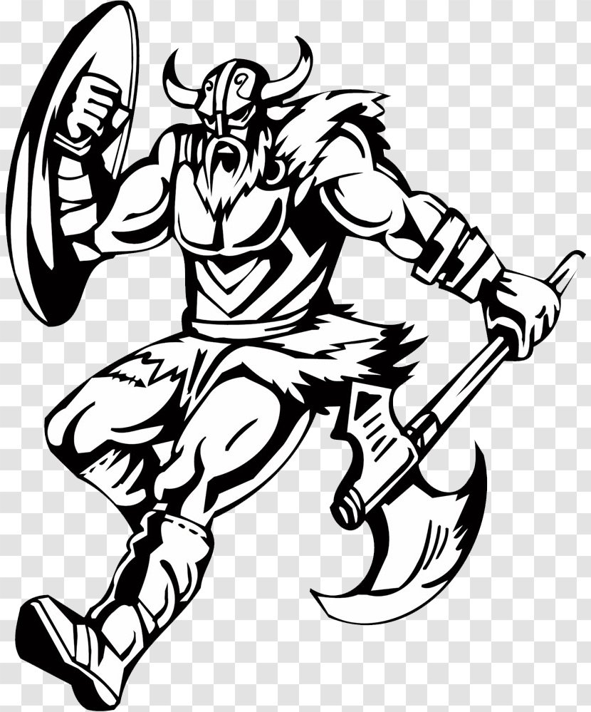 Viking Drawing Illustration - Black And White - Mighty Vikings Transparent PNG