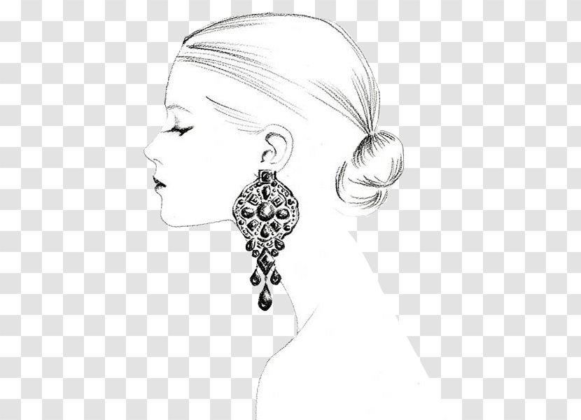Earring Drawing Jewellery Sketch - Audio Equipment - Model Girls Transparent PNG