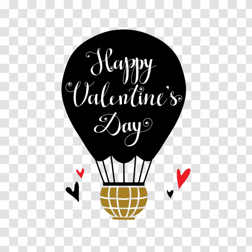 Hot Air Balloon Valentines Day - Black Sky Balloons Image Transparent PNG