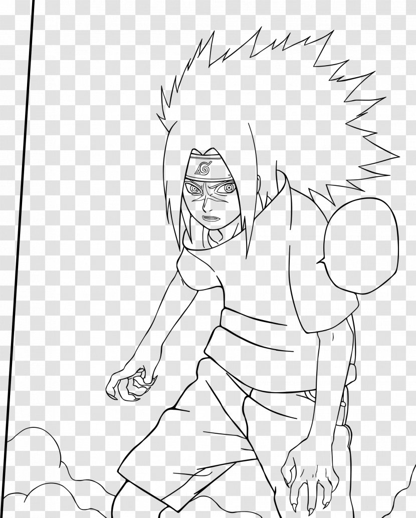 Drawing Line Art Finger Cartoon Sketch - Black And White - Lineart Naruto Transparent PNG