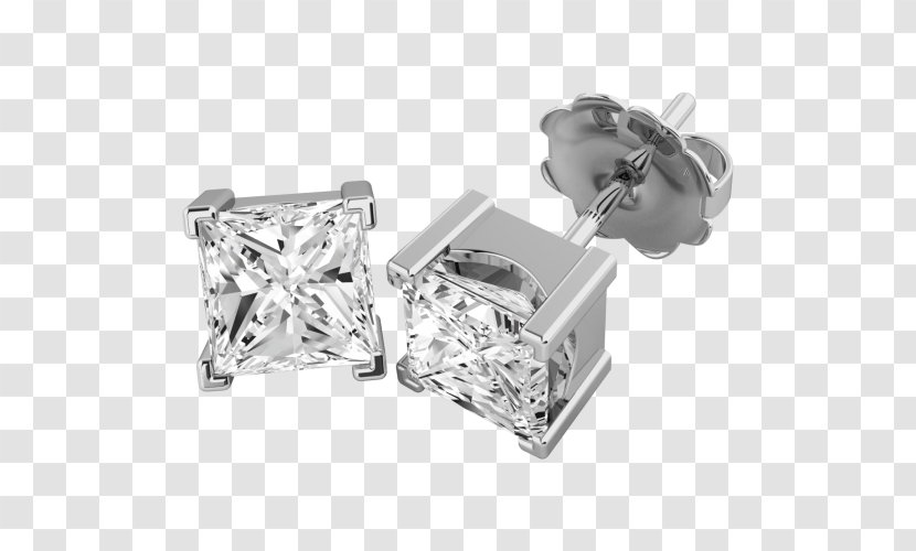 Earring Princess Cut Diamond Jewellery Gold - Earrings Transparent PNG