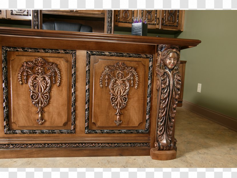 Buffets & Sideboards Wood Stain Drawer Carving - Wooden Desk Transparent PNG