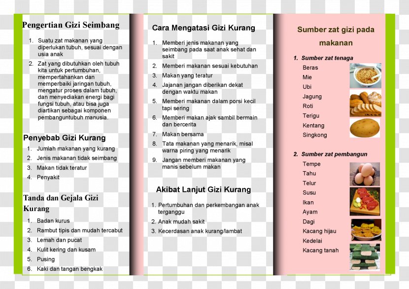 Food Pyramid Makanan Bergizi Nutrition Pamphlet - Leaflet Layout Transparent PNG