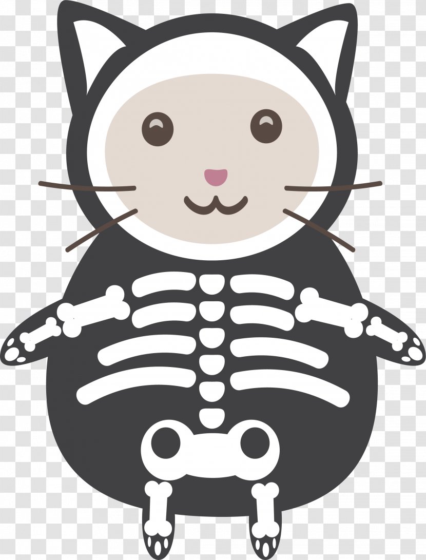 Halloween Euclidean Vector Disguise - Head - Skeleton Cat Transparent PNG