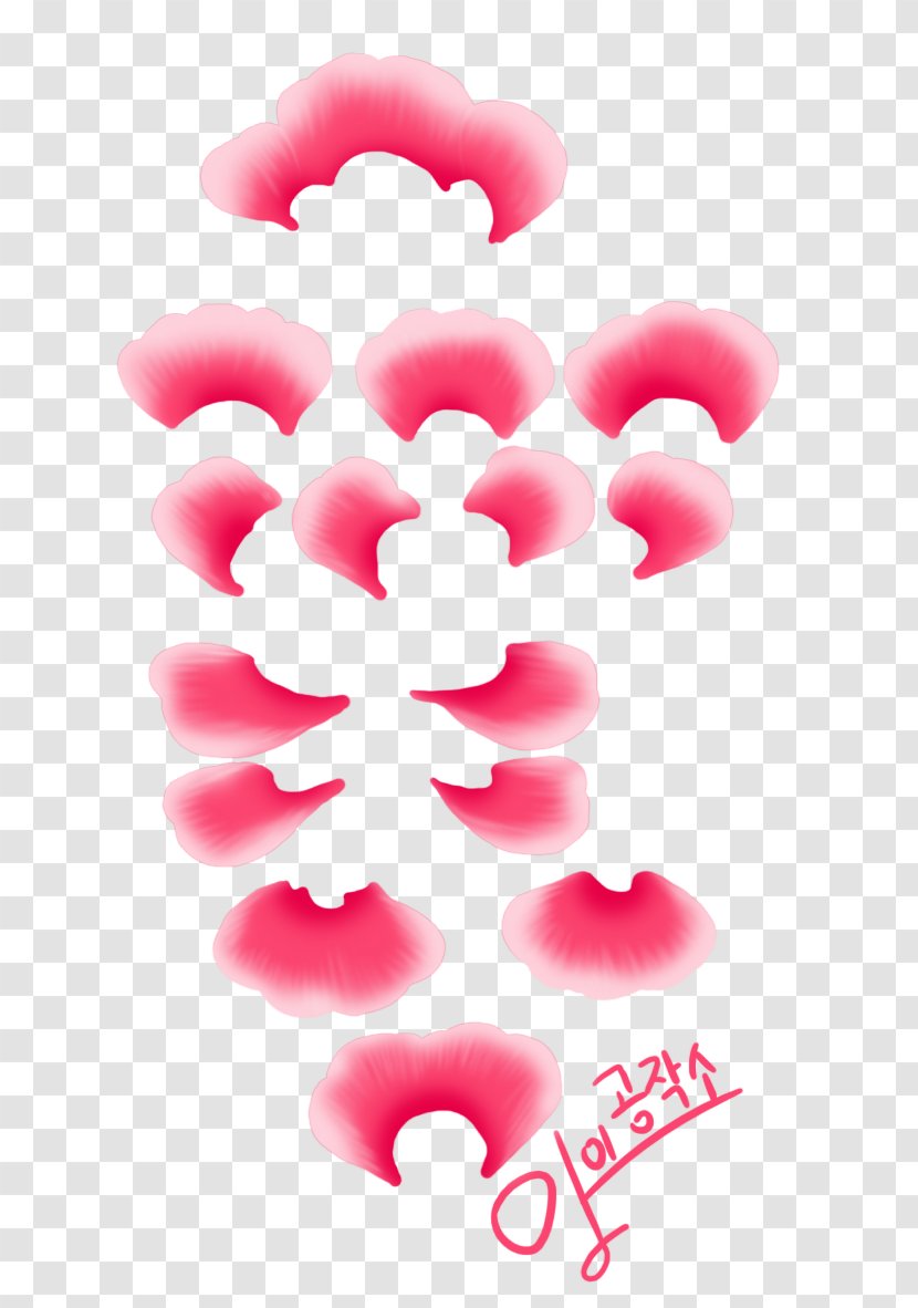 Font Pink M Heart - Flower Petals Transparent PNG