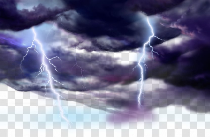 Cloud Lightning Thunder Cartoon - Silhouette - And Weather Clouds Painted Transparent PNG