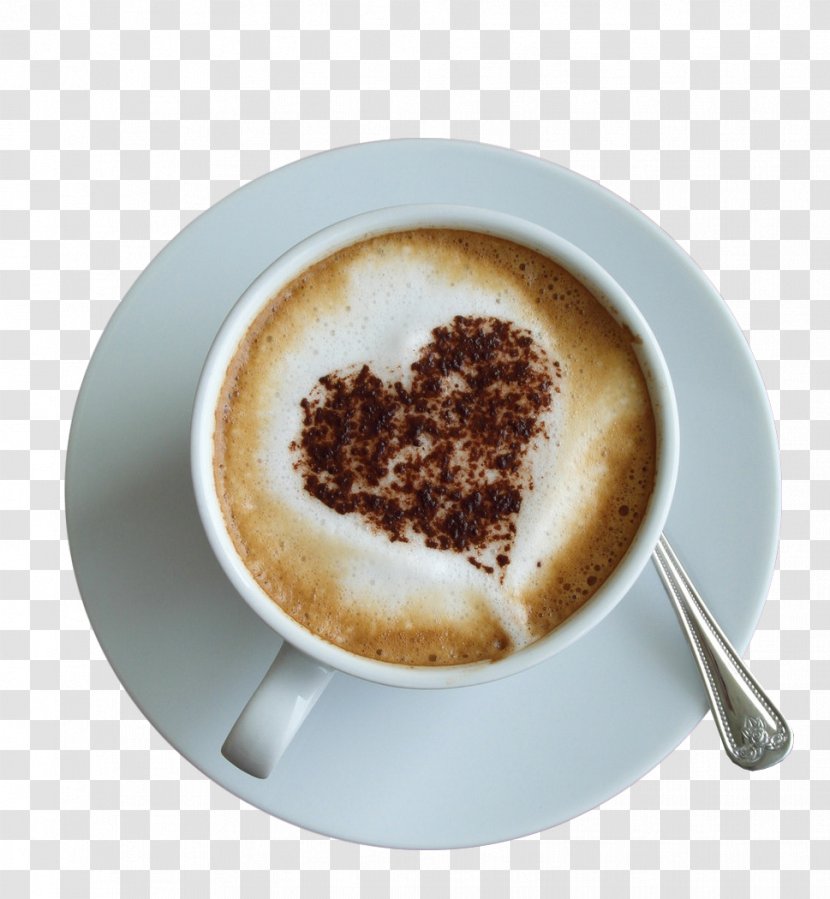 Coffee Cappuccino Cafe Latte Milk - Cinnamon - Heart-shaped Tea Transparent PNG