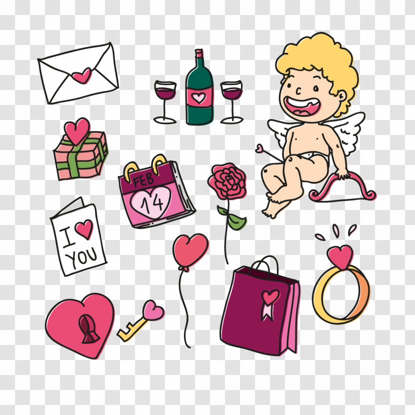 Valentines Day Euclidean Vector - Cartoon - Cupid Transparent PNG