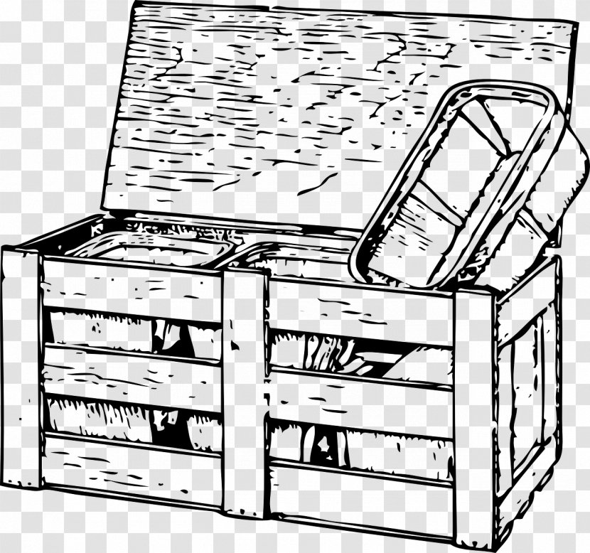 Crate Wooden Box Clip Art - Black And White Transparent PNG