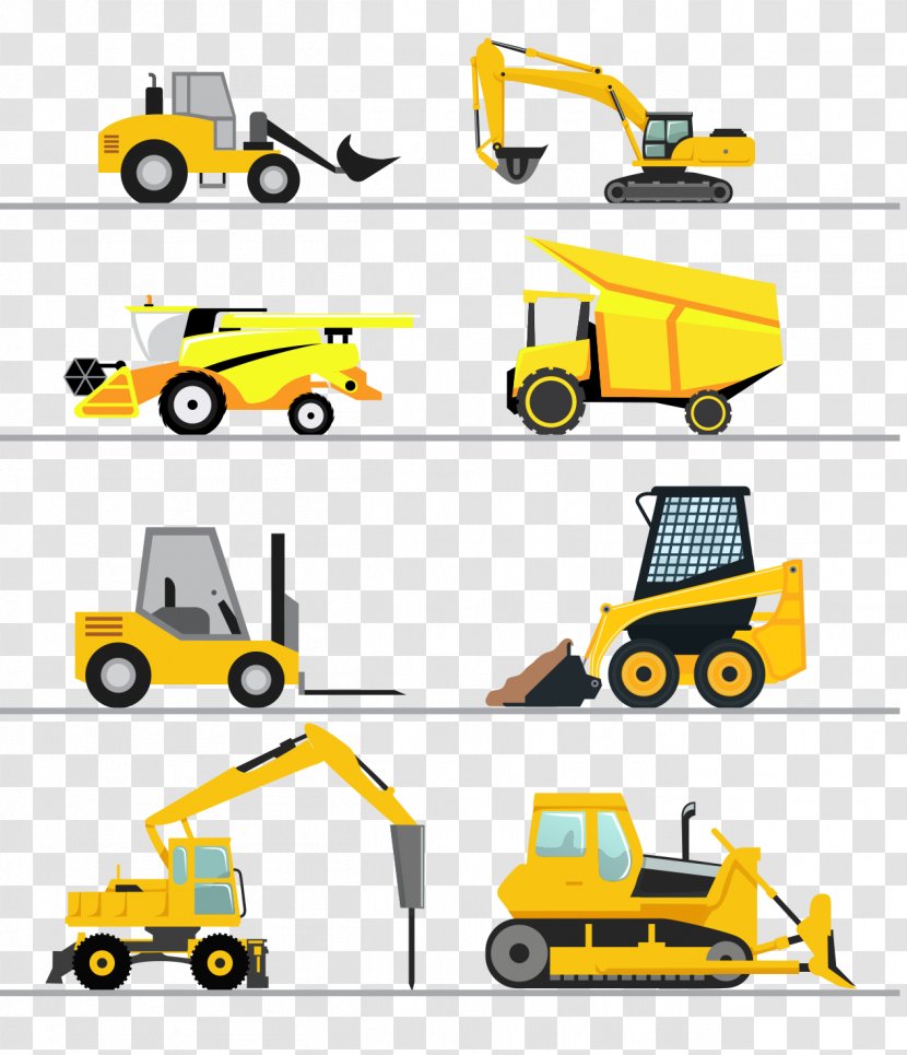 Flat Design Clip Art - Automotive Exterior - Excavator Transparent PNG