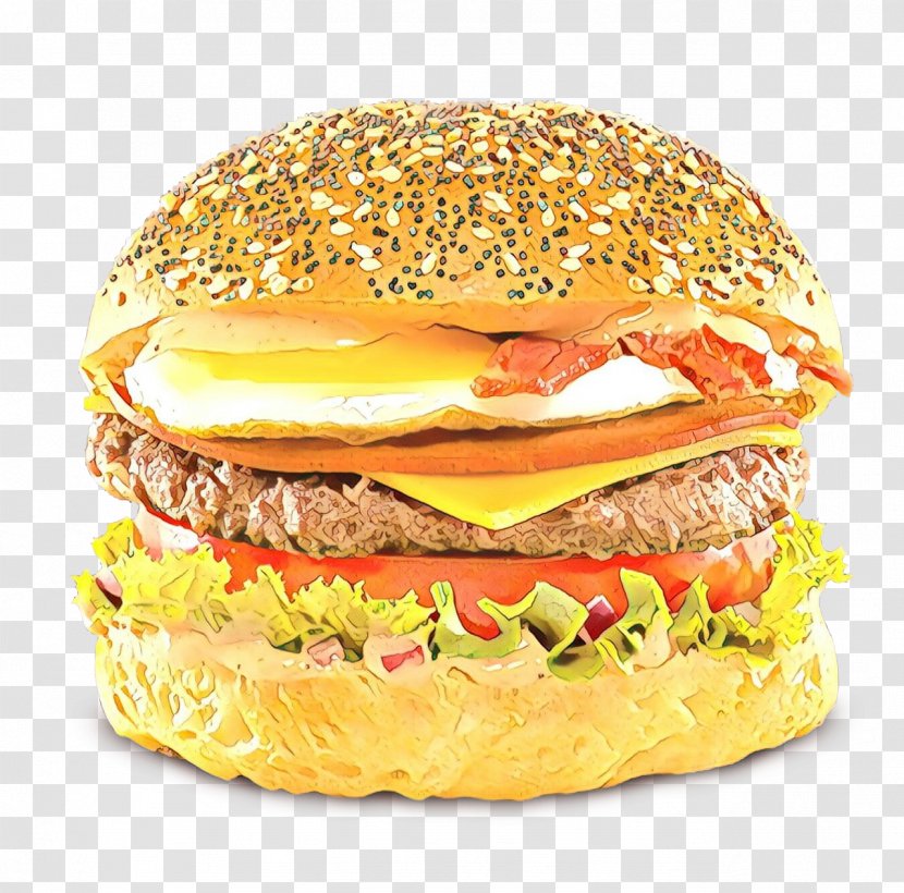 Junk Food Cartoon - Breakfast Sandwich - Cheddar Cheese Baconator Transparent PNG