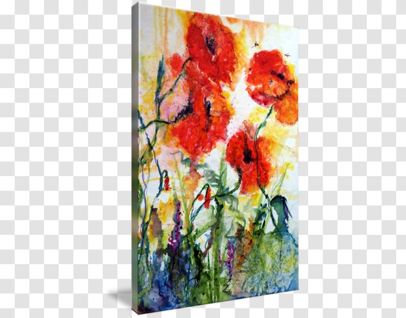 Modern Watercolor: A Playful And Contemporary Exploration Of Watercolor Painting Floral Design Art Imagekind - Poppy Transparent PNG