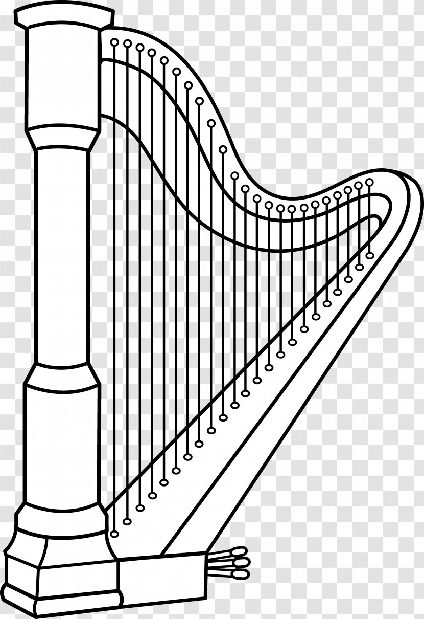 Celtic Harp Musical Instruments Coloring Book Clip Art - Heart Transparent PNG