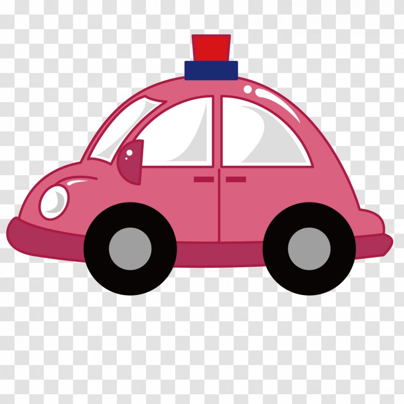 Cartoon Euclidean Vector Illustration - Automotive Design - Pink Police Car Transparent PNG