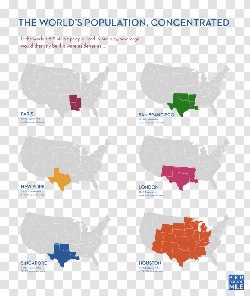 World Population Map Huxley College Of The Environment City - Square Mile - Earth Infographics Transparent PNG