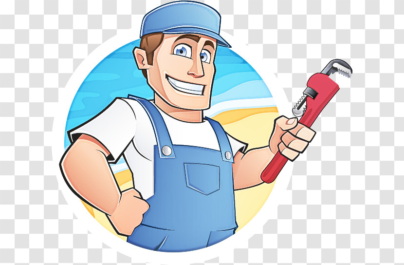 Cartoon Construction Worker Handyman Plumber Wrench Transparent PNG