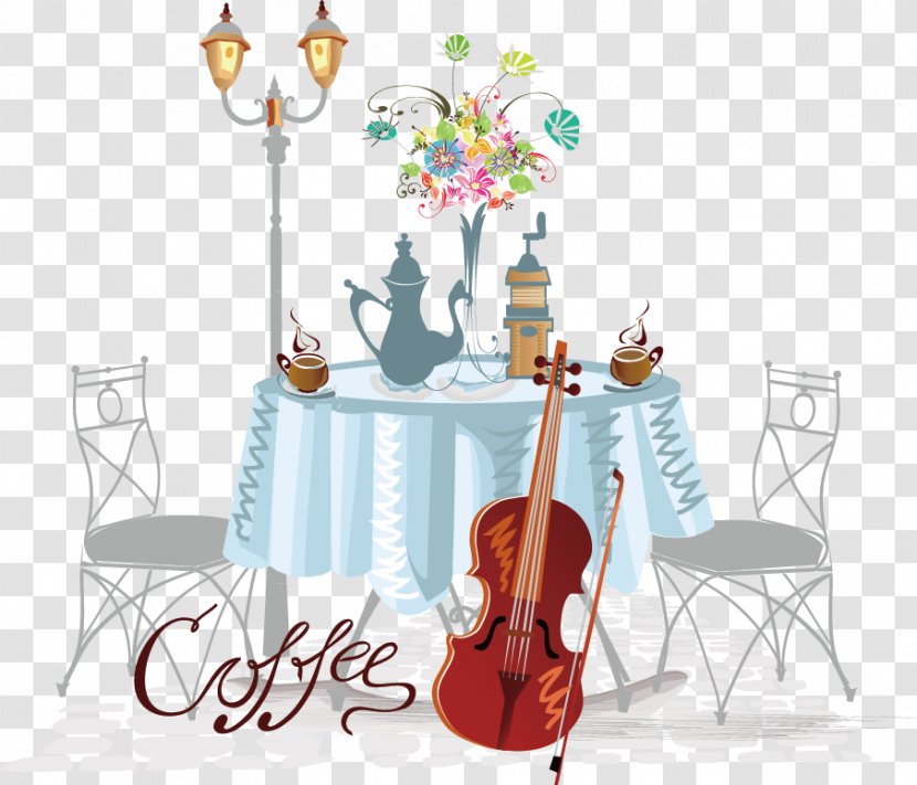 Cafe Royalty-free Drawing Illustration - Hand-painted Banquet Tables And Chairs Transparent PNG