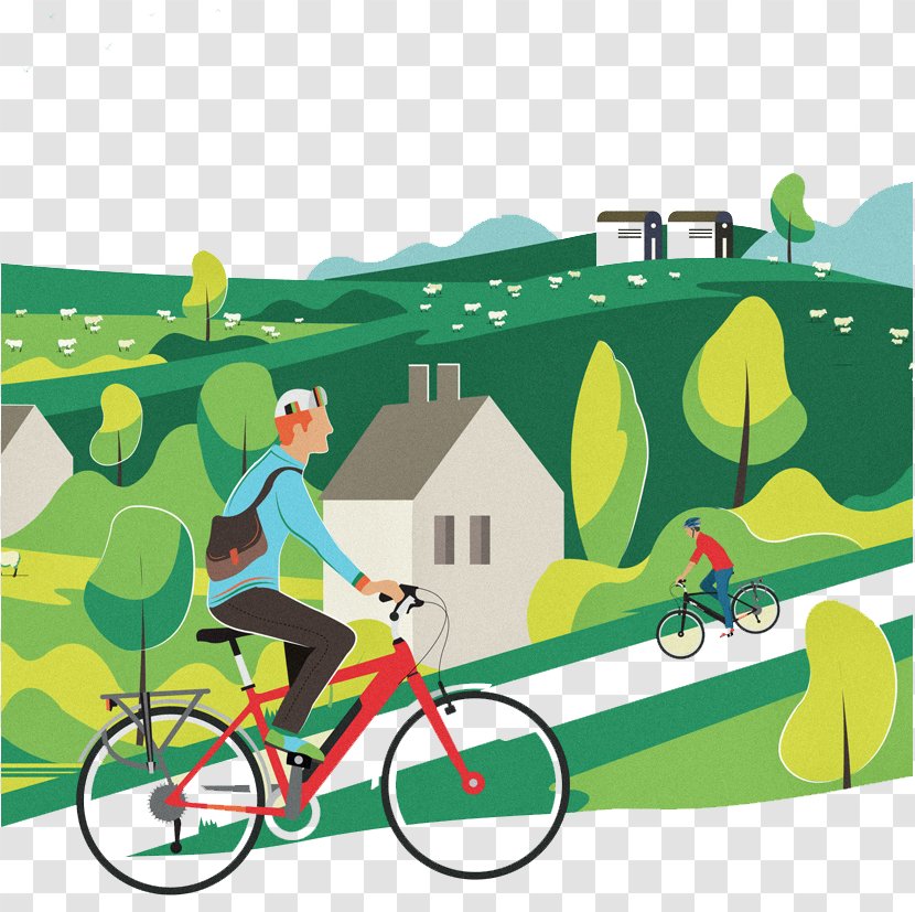 Visual Arts Illustrator Digital Illustration Bicycle - Cycling In Mountain Road Transparent PNG