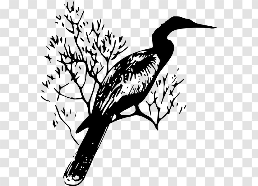 Black And White Silhouette Drawing Clip Art - Water Bird Transparent PNG