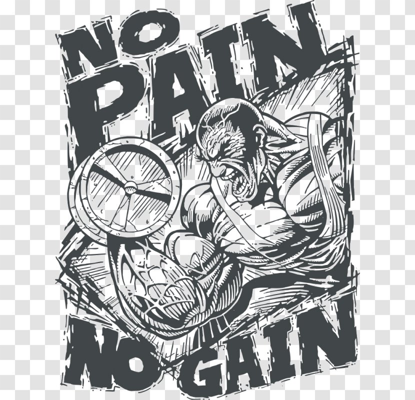 T-shirt Sleeveless Shirt No Pain, Gain - Printed Tshirt Transparent PNG