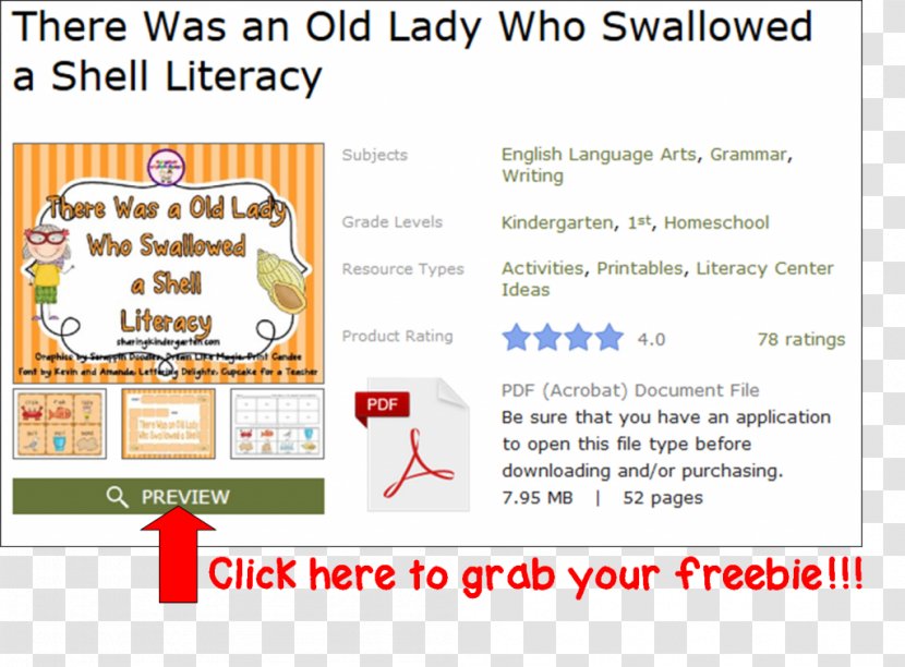There Was An Old Lady Who Swallowed A Fly The Shell! Book TeachersPayTeachers - Literacy - Shell Transparent PNG
