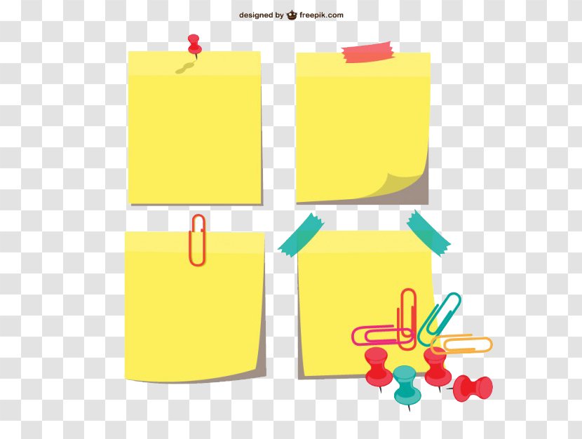 Post-it Note Paper Adhesive Tape Clip Art - Notebook - Sticky Notes And Clips Transparent PNG