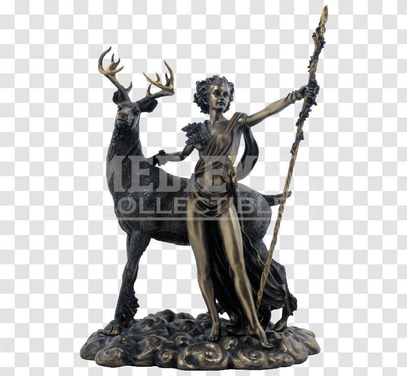 Artemis And The Stag Bronze Sculpture Diana - Monument - Goddess Transparent PNG