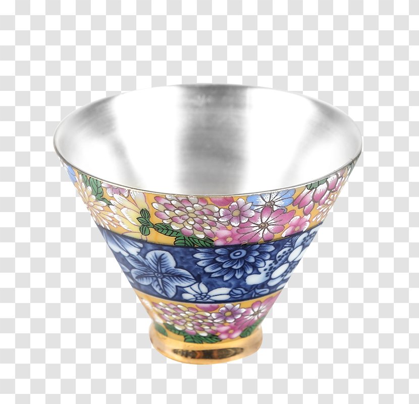 Jingdezhen Porcelain Glass Bowl Cup - Teapot - The Silver National Pattern Transparent PNG