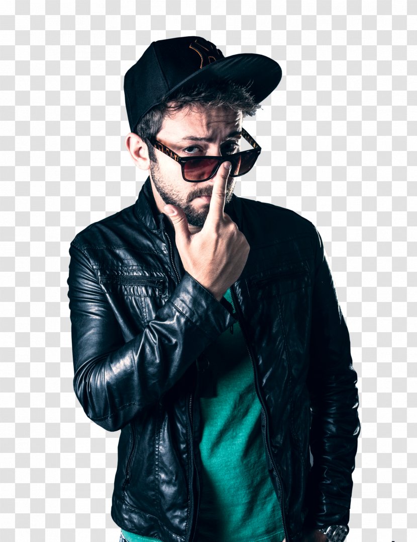 Leather Jacket T-shirt Facial Hair Sleeve Headgear - Sunglasses Transparent PNG