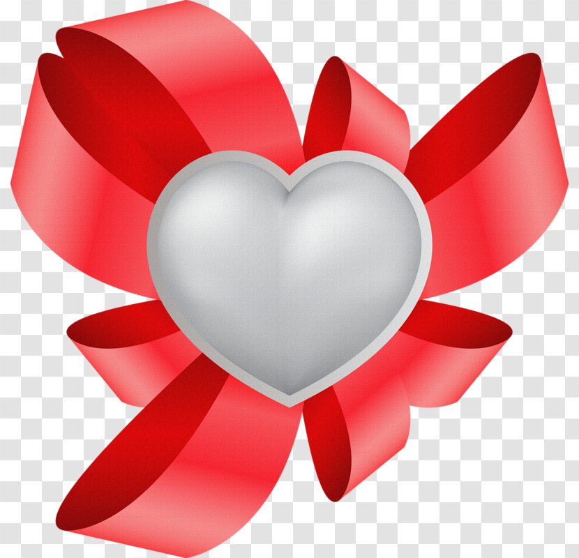 Red Shape Heart Clip Art - Ribbon Transparent PNG