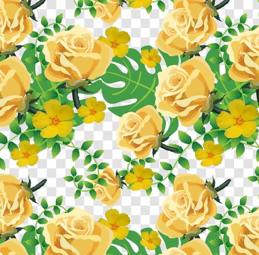 Yellow Garden Roses Euclidean Vector - Summer Pattern Transparent PNG