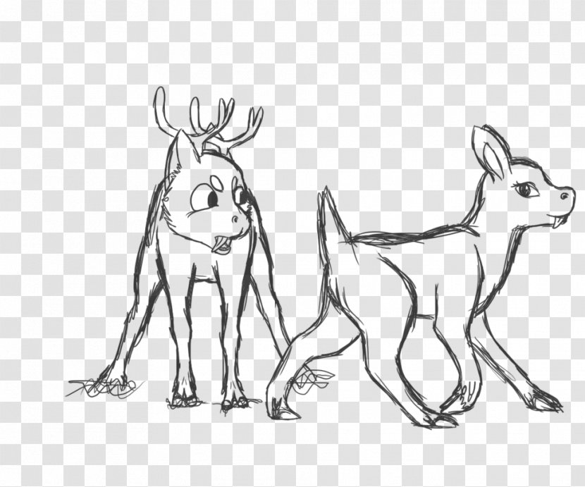 Reindeer Line Art Drawing Sketch Transparent PNG