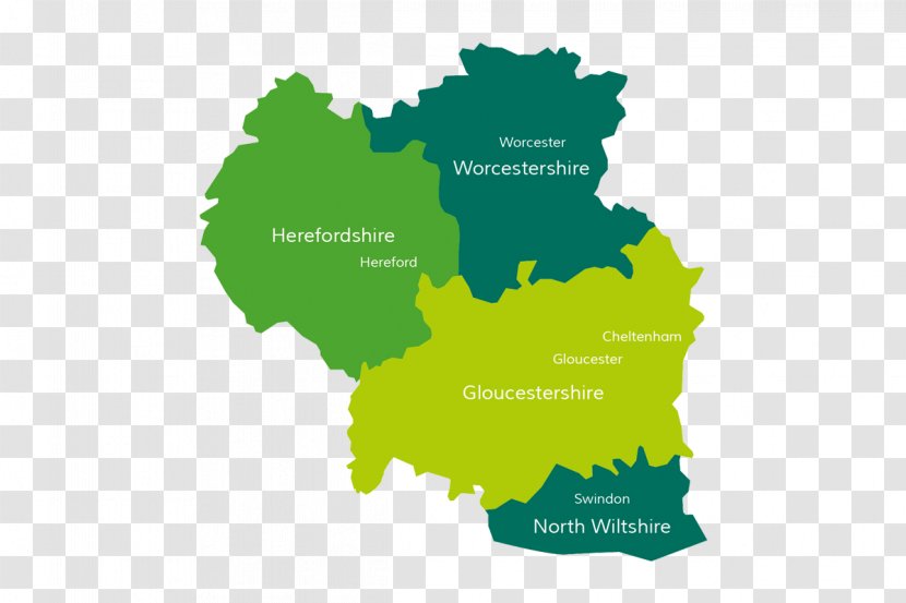 Worcestershire Gloucestershire Oxfordshire Warwickshire Wiltshire - Herefordshire - Map Transparent PNG
